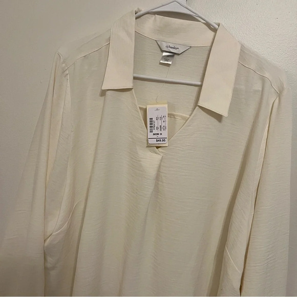{CJ Banks} NWT Cream Blouse Size 2XL - Picture 5 of 7